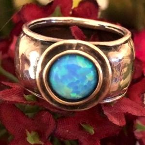 Silpada Sterling Silver Blue Faux Opal Ring R1457 Size 8